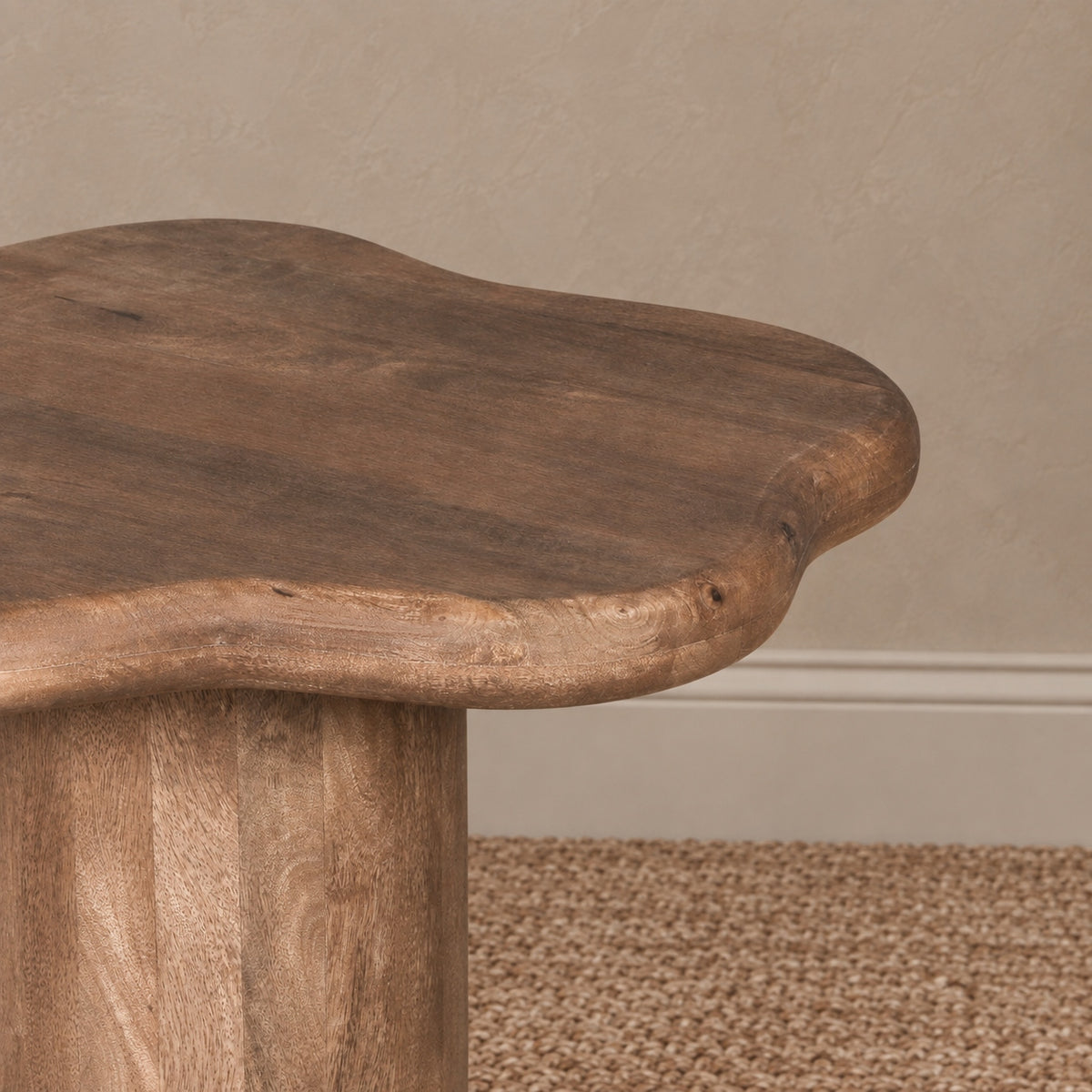 Dark Wood Asymmetrical Side Table