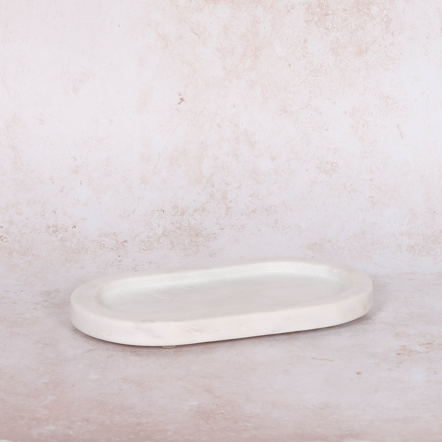 Natural White Marble Small Oval Valet Jewellery Soap Candle Desk Organizer Tray