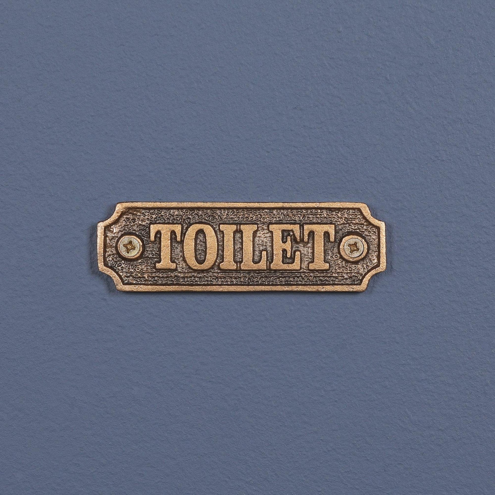 Vintage Victorian Style TOILET BATHROOM Door Sign Cast Iron Brass Period Plaque Metal - Esmae & Rose