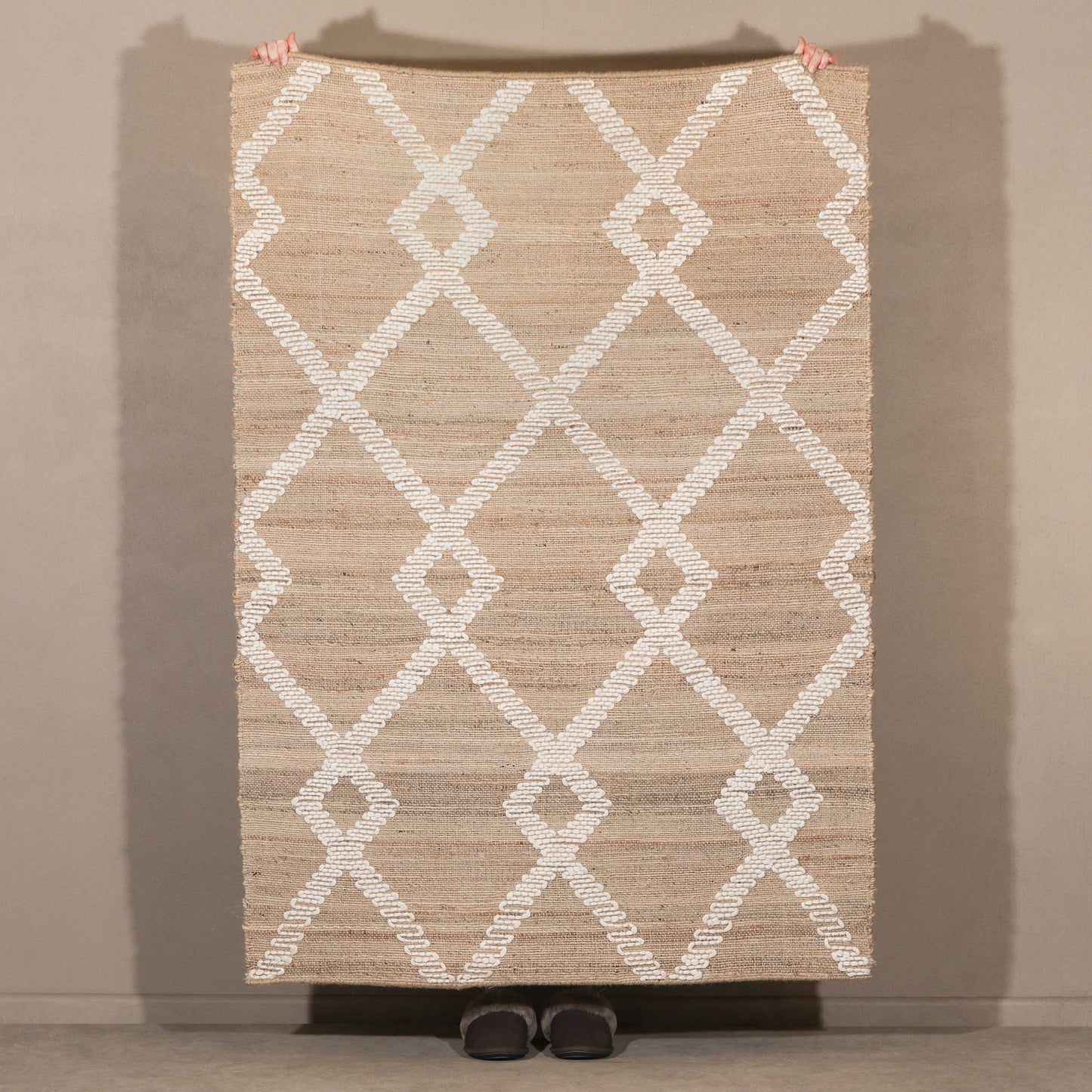 Handwoven Trellis Jute & Wool Area Rug – Natural & Cream