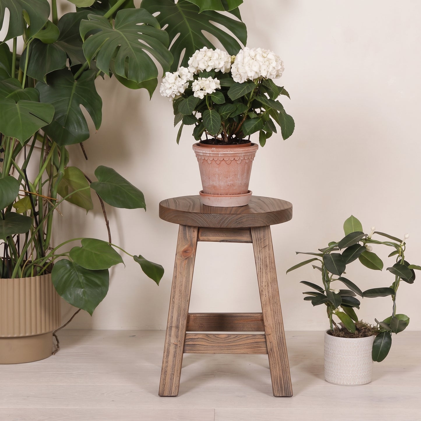 Rustic Wooden Decorative Stool Table