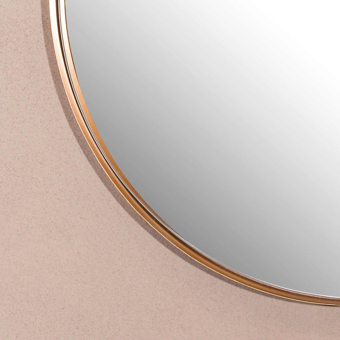 Contemporary 50cm Deco Gold Finish Metal Round Wall Mirror