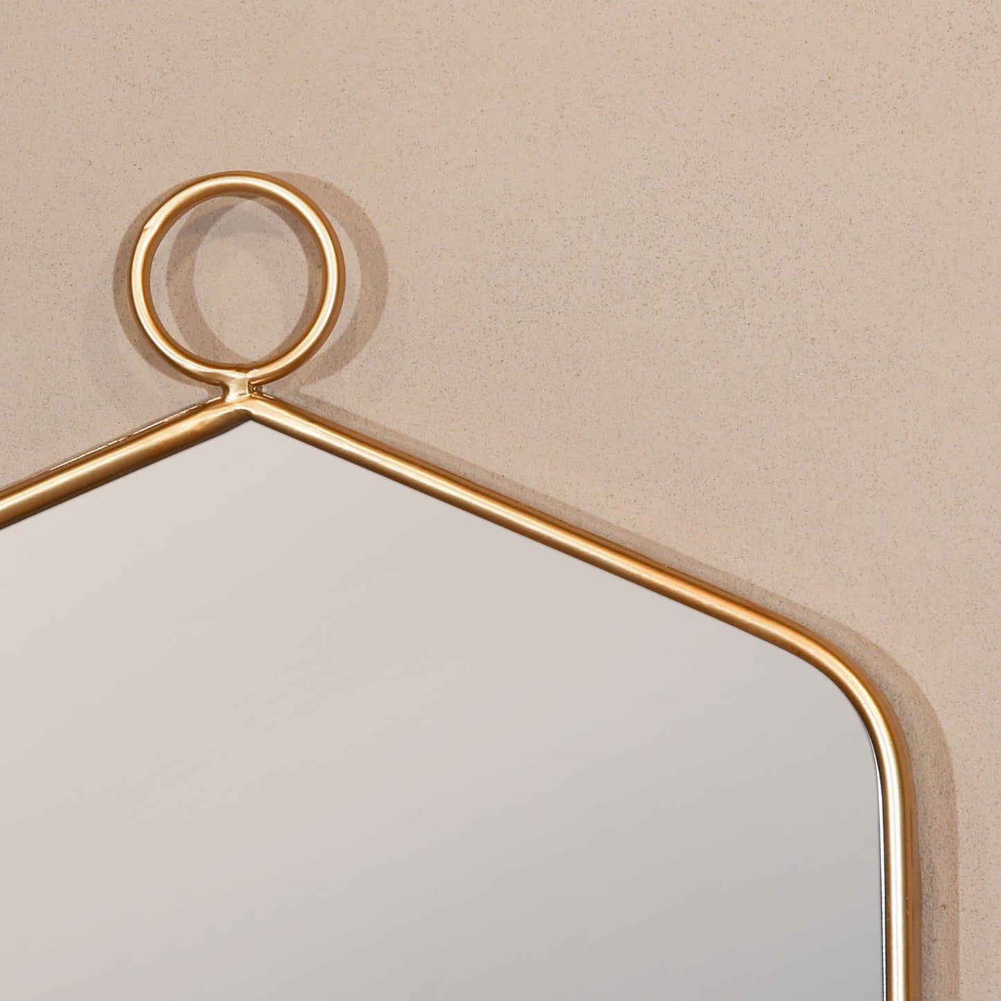 Rectangular Gold Finish Minimalist Mirror with Loop