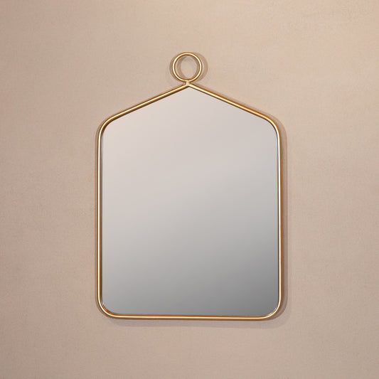 Rectangular Gold Finish Minimalist Mirror with Loop