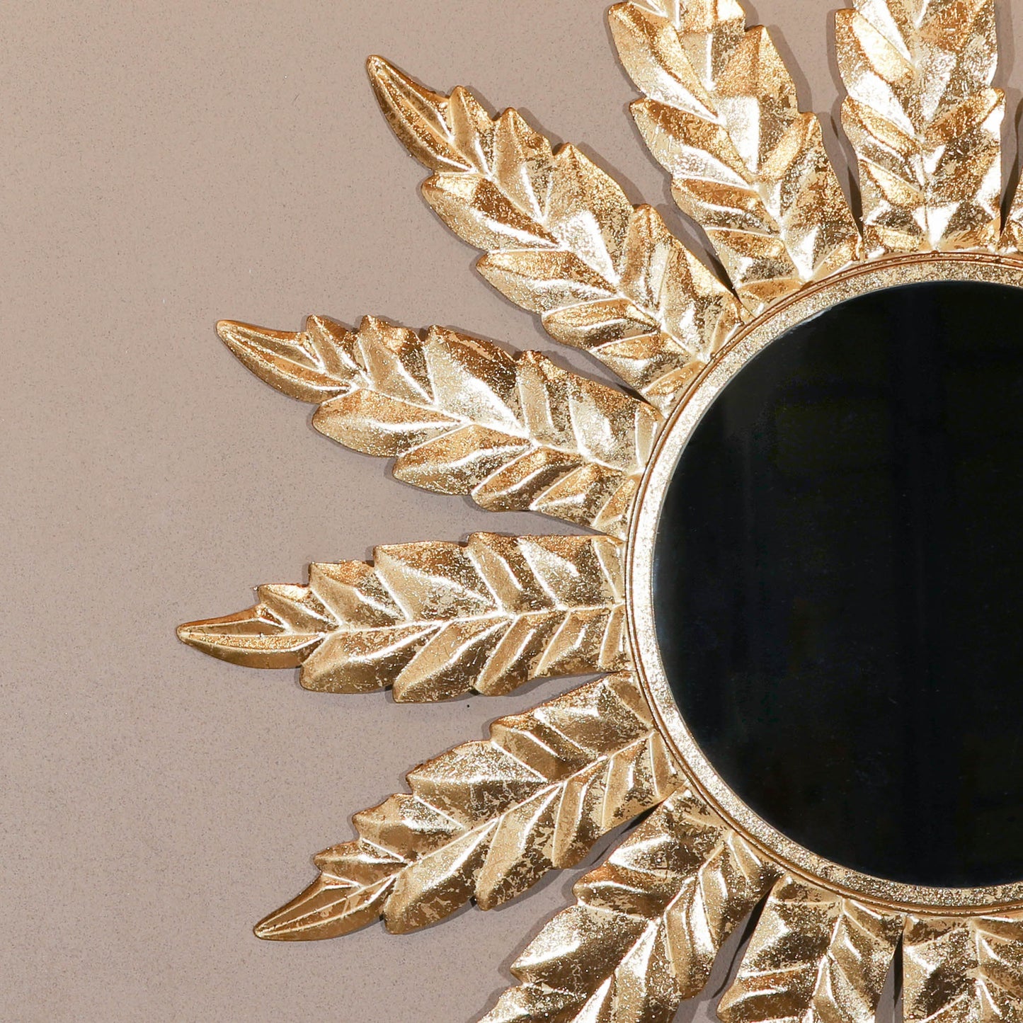 Sun Flower Gold Finish Metal Wall Mirror