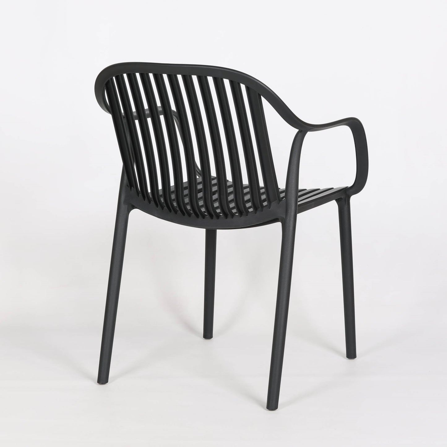 Black Sculptural Slatted Weather-Resistant Dining Chair