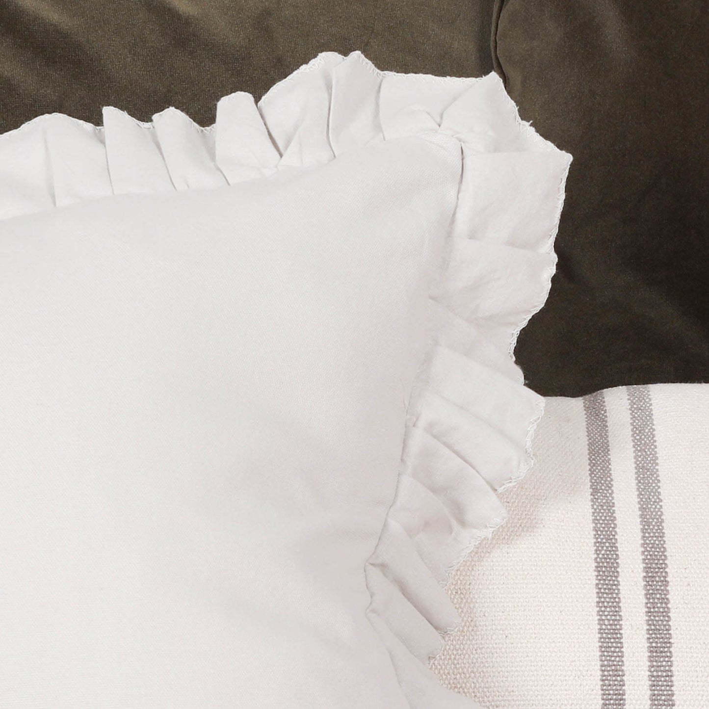 Light Grey Frill 45cm Cushion Cover