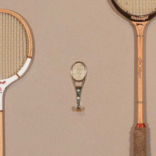 Tennis Racquet Metal Polished Brass Wall Mounted Hook