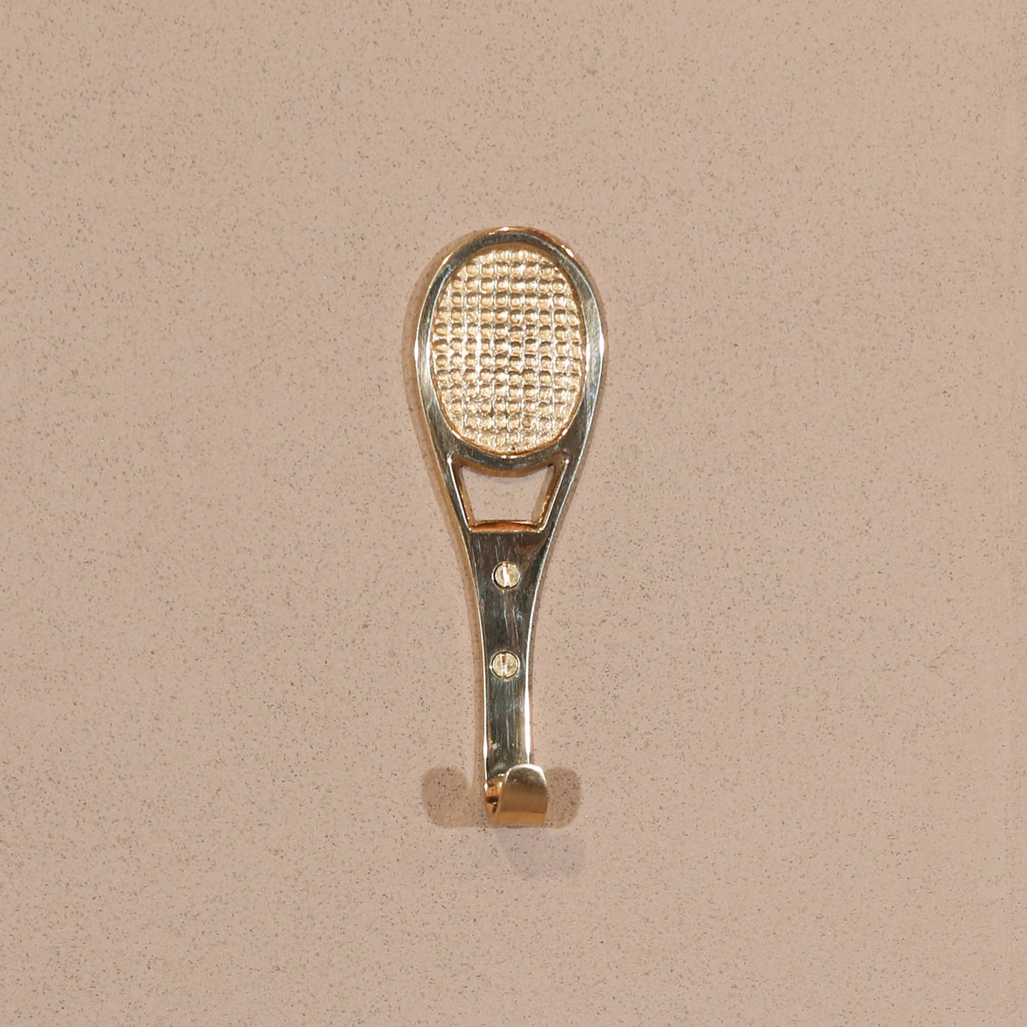 Tennis Racquet Metal Polished Brass Wall Mounted Hook
