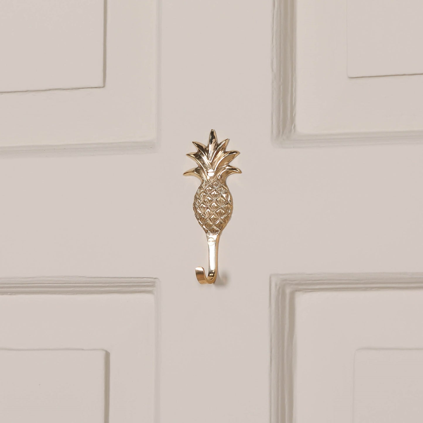 Exotic Pineapple Metal Polished Brass Wall Mounted Hook