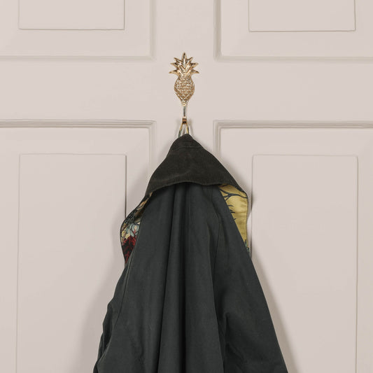 Exotic Pineapple Metal Polished Brass Wall Mounted Hook