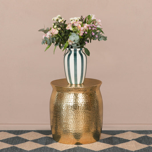Gold Brass Finish Hammered Aluminium Stool Side Table
