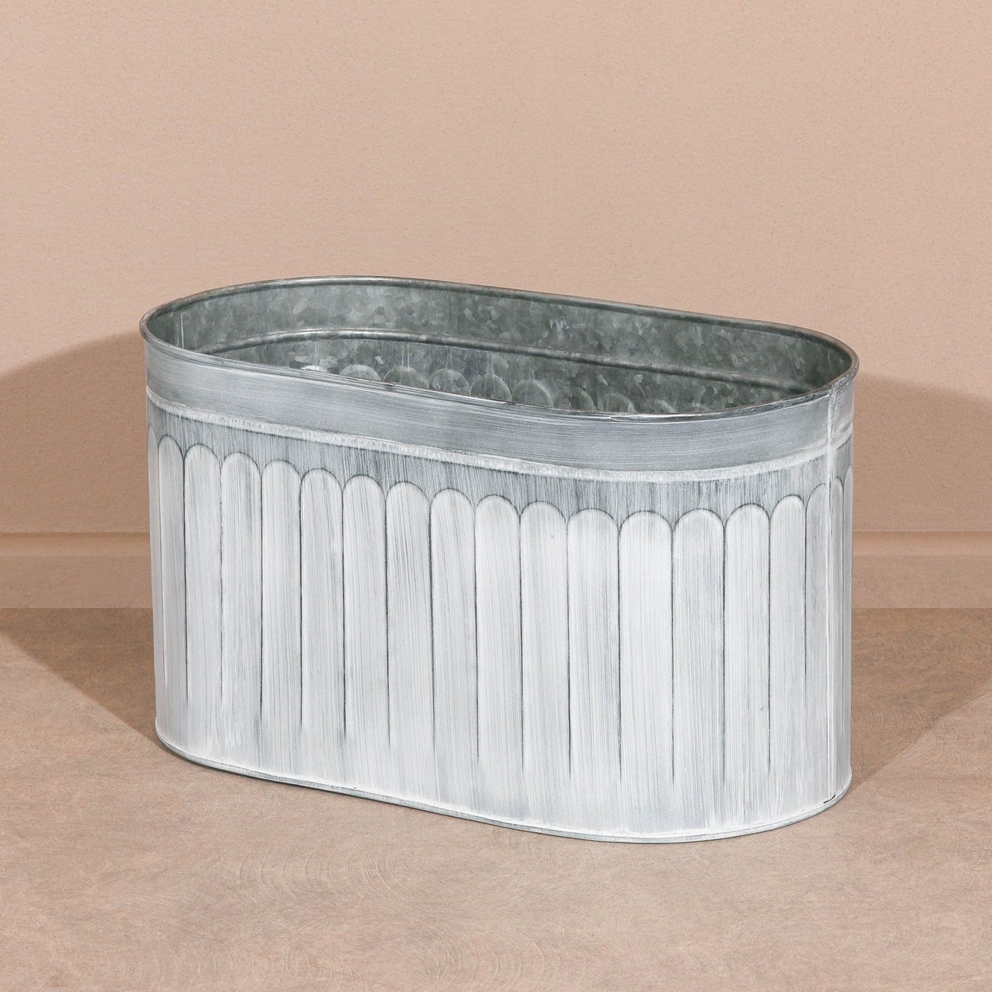 Vintage Rustic Style Galvanised Metal Tin Arched Pattern Outdoor Planter