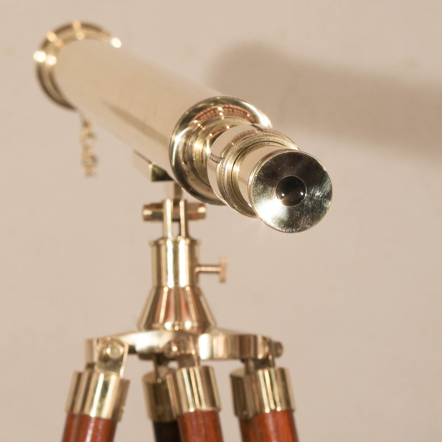 Brass & Wood Floor Telescope Nautical Decor