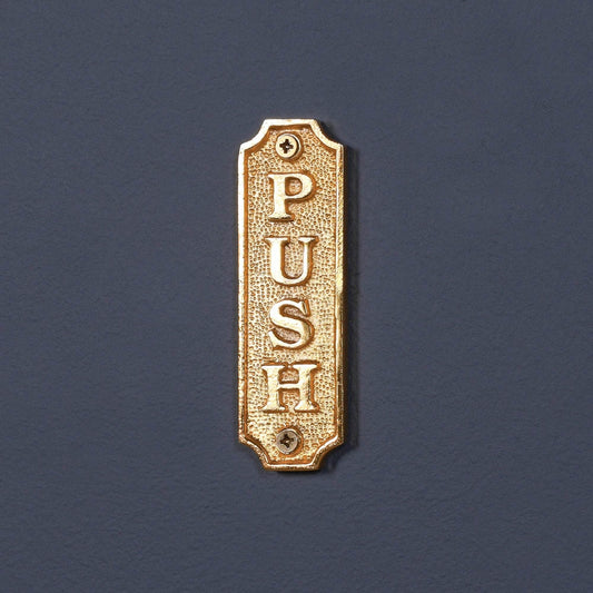 Vintage Victorian English Style Brass Plated PUSH & PULL Door Sign - Cast Metal Plaque - Esmae & Rose