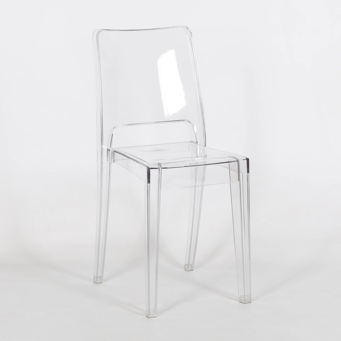 Square Back Clear Ghost Transparent Tapered Dining Chair