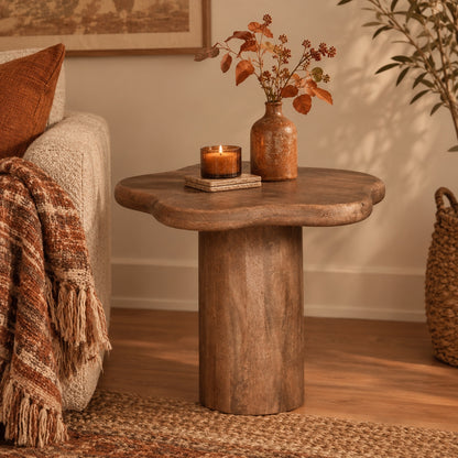 Dark Wood Asymmetrical Side Table