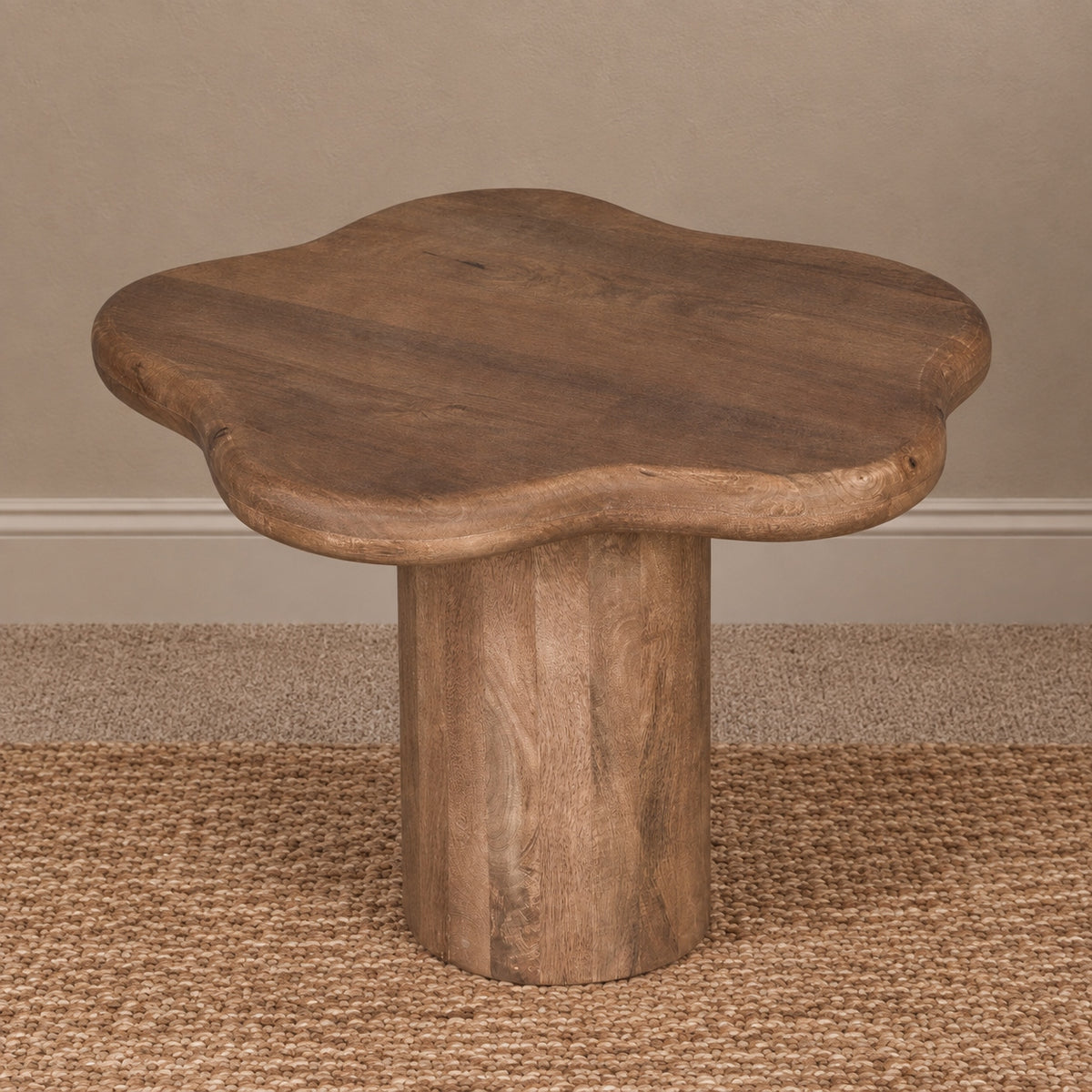 Dark Wood Asymmetrical Side Table