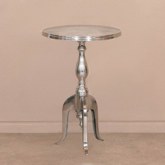 Aluminium Metal Round Side Occasional Table Wine Table Lamp Table - Esmae & Rose