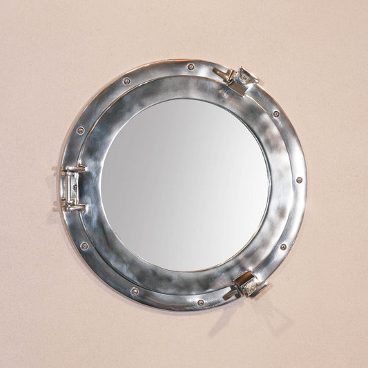 Nautical Polished Aluminium Porthole Style Wall Mirror - Esmae & Rose