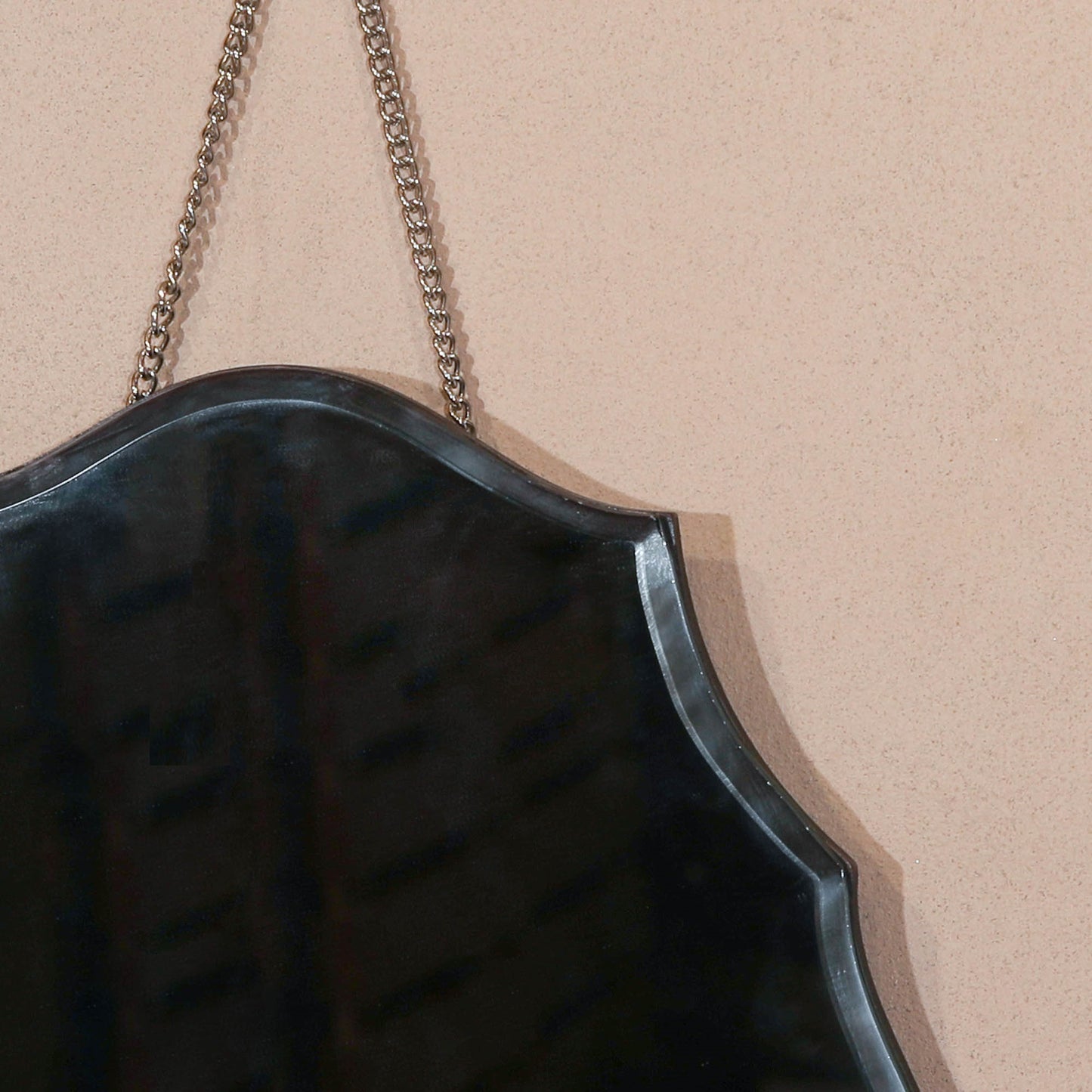 Bevelled Mid Century Ornate Scalloped Frameless Hanging Wall Mirror