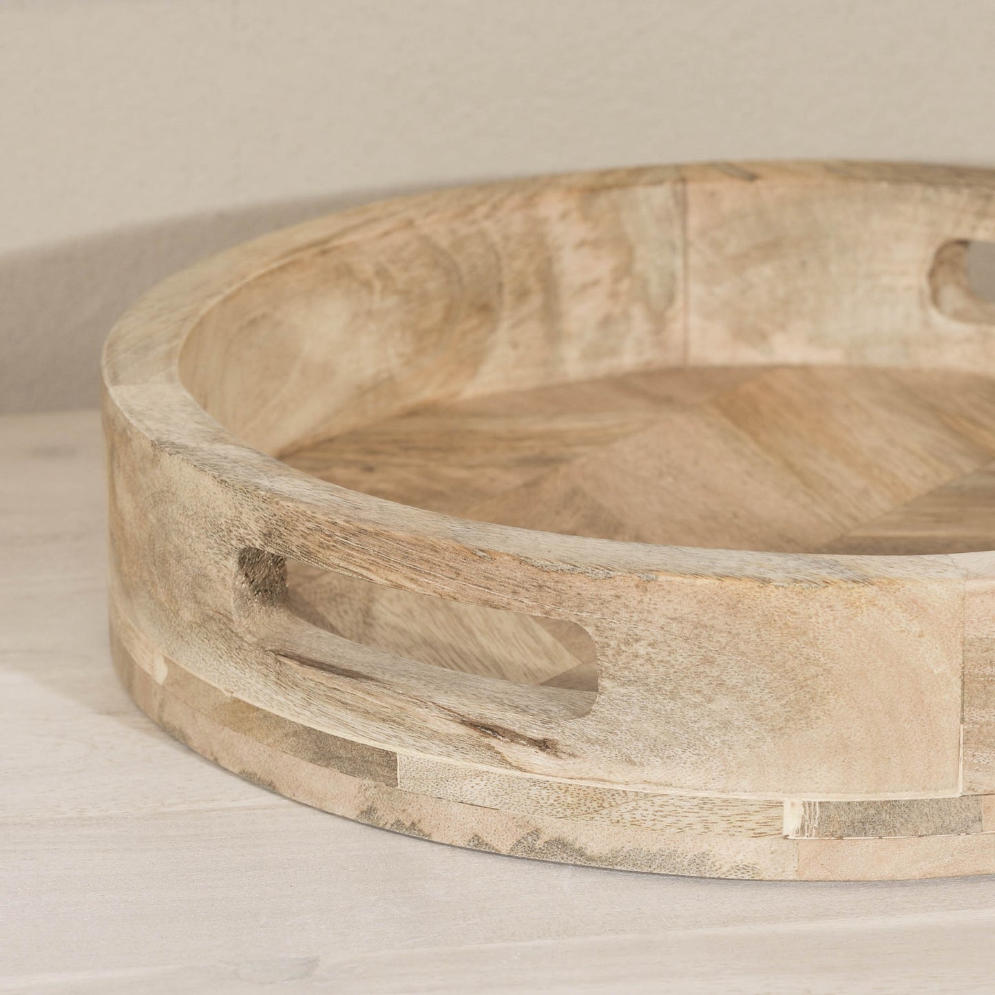 Solid Mango Wood Decorative Round Wooden 30cm Tray