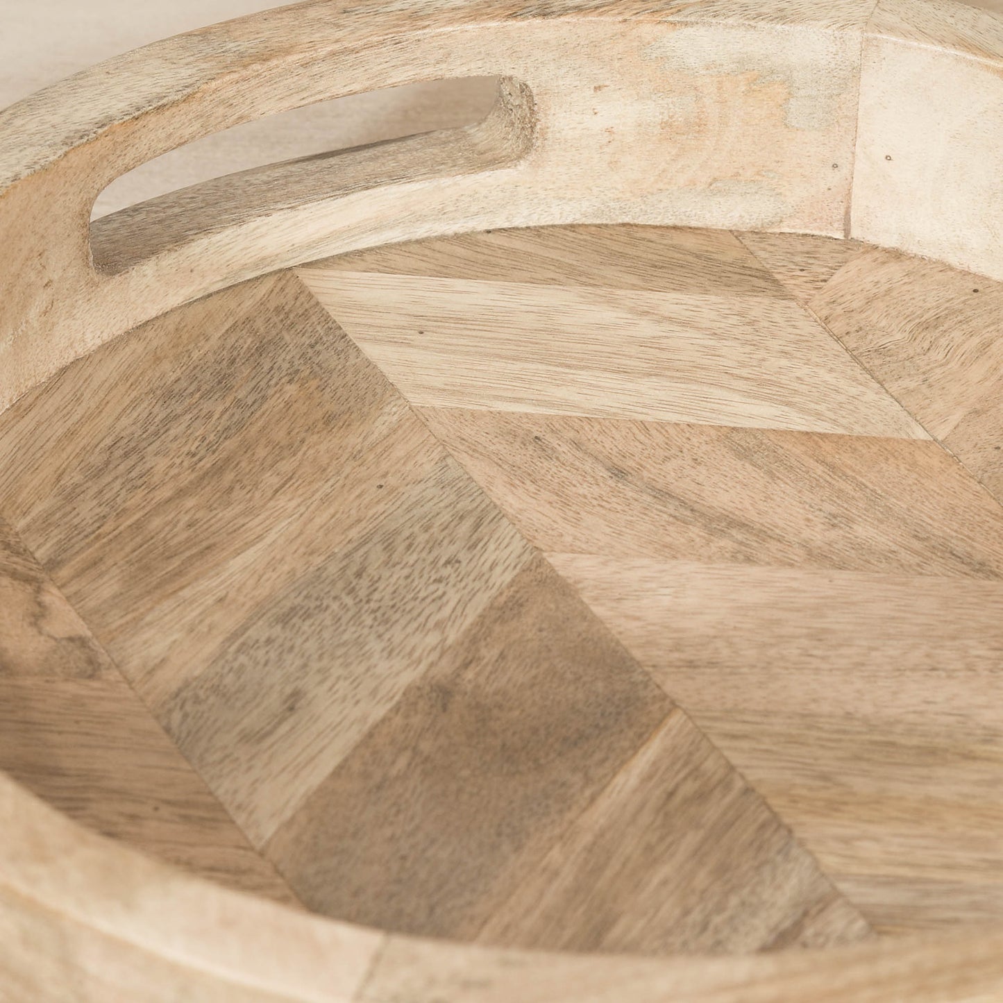 Solid Mango Wood Decorative Round Wooden 30cm Tray