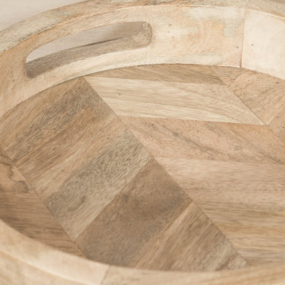Solid Mango Wood Decorative Round Wooden 30cm Tray