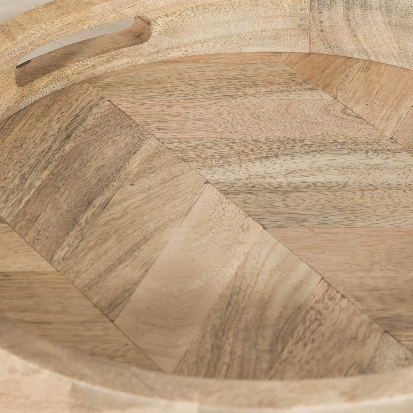Solid Mango Wood Decorative Round Wooden 39cm Tray