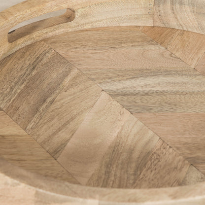Solid Mango Wood Decorative Round Wooden 39cm Tray