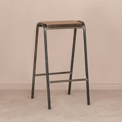 Industrial Lab Style Raw Lacquer Steel Stackable  Bar Stool Kitchen