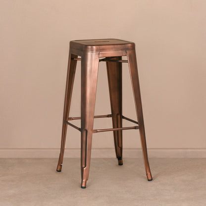 Industrial Style Metal Vintage Copper Rose Gold Paint Finish Bar Stool Breakfast