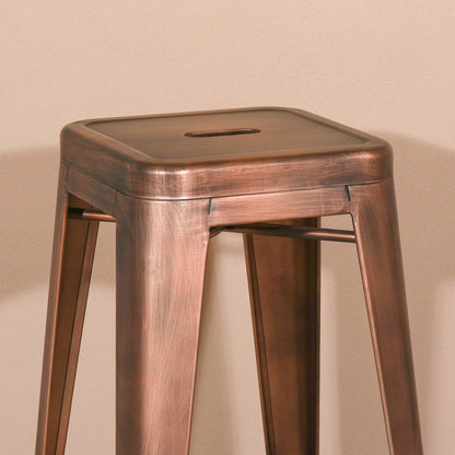 Industrial Style Metal Vintage Copper Rose Gold Paint Finish Bar Stool Breakfast