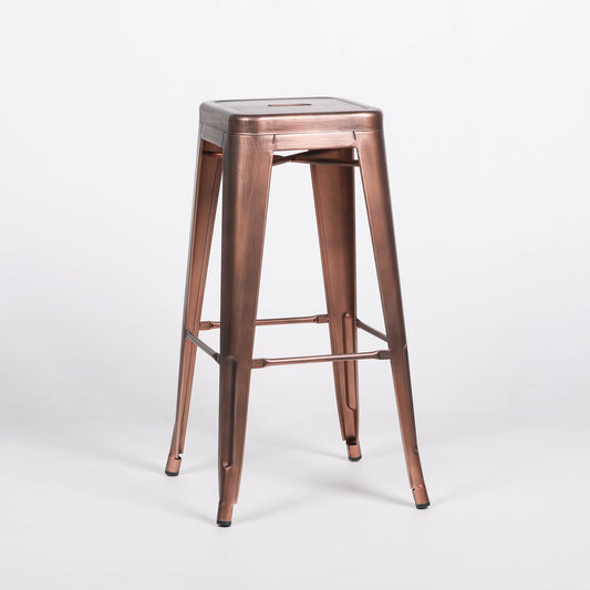 Industrial Style Metal Vintage Copper Rose Gold Paint Finish Bar Stool Breakfast