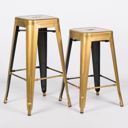 Industrial Loft Style Metal Gold Paint Finish Bar Stool Breakfast - Esmae & Rose