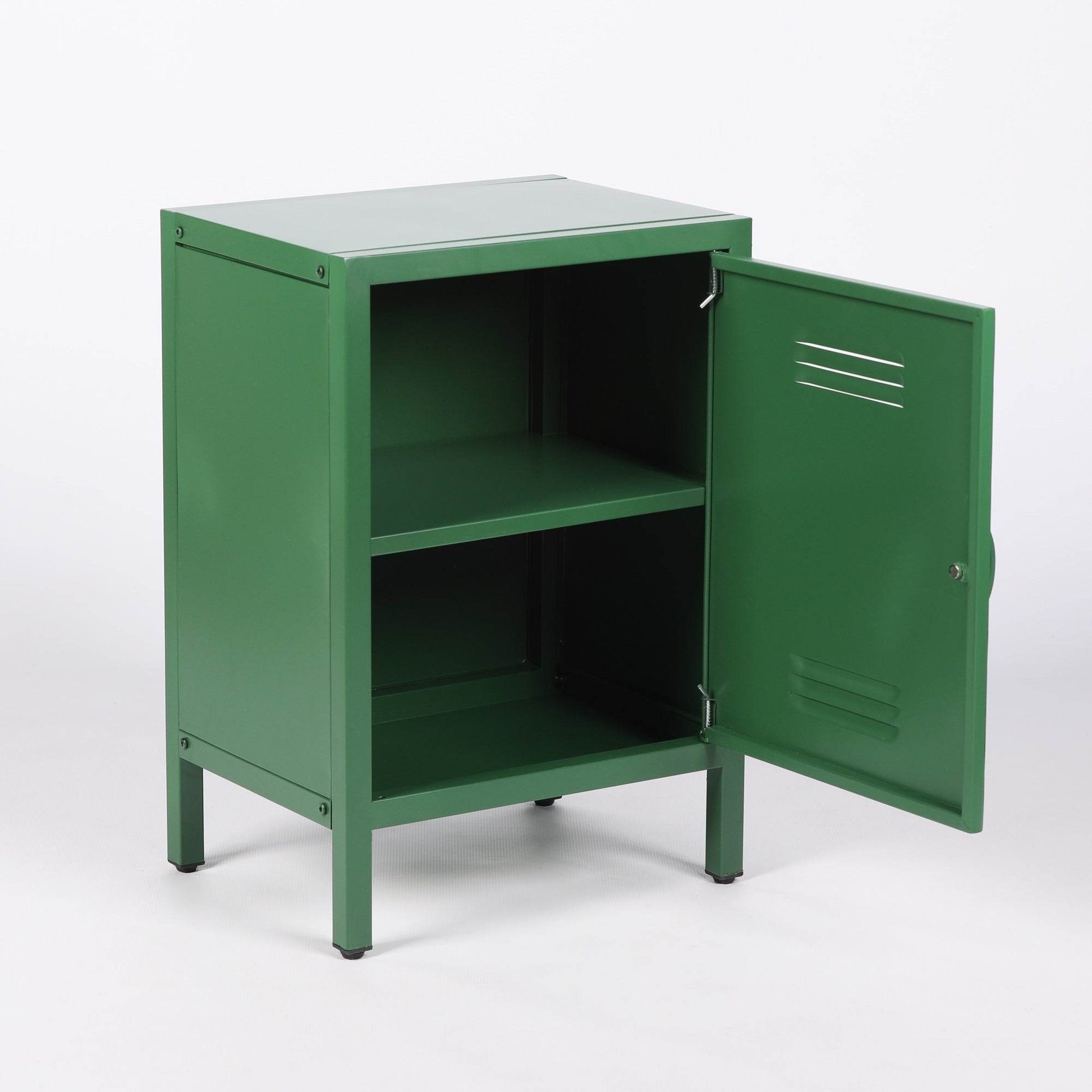 Industrial Metal Locker Storage Bedside Dark Green Cupboard - Esmae & Rose