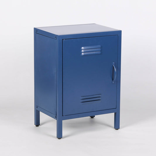 Industrial Metal Locker Storage Bedside Navy Blue Cupboard - Esmae & Rose