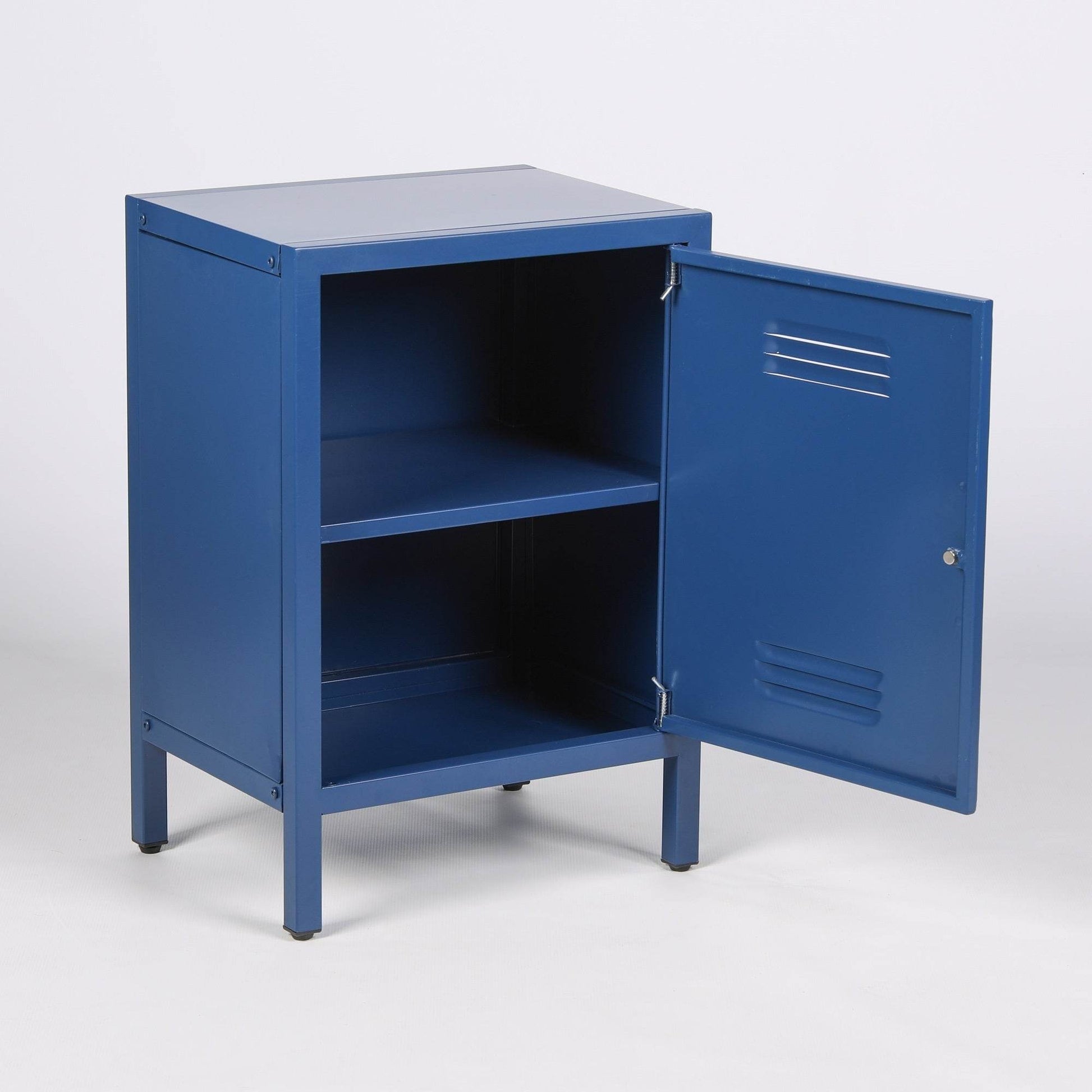 Industrial Metal Locker Storage Bedside Navy Blue Cupboard - Esmae & Rose