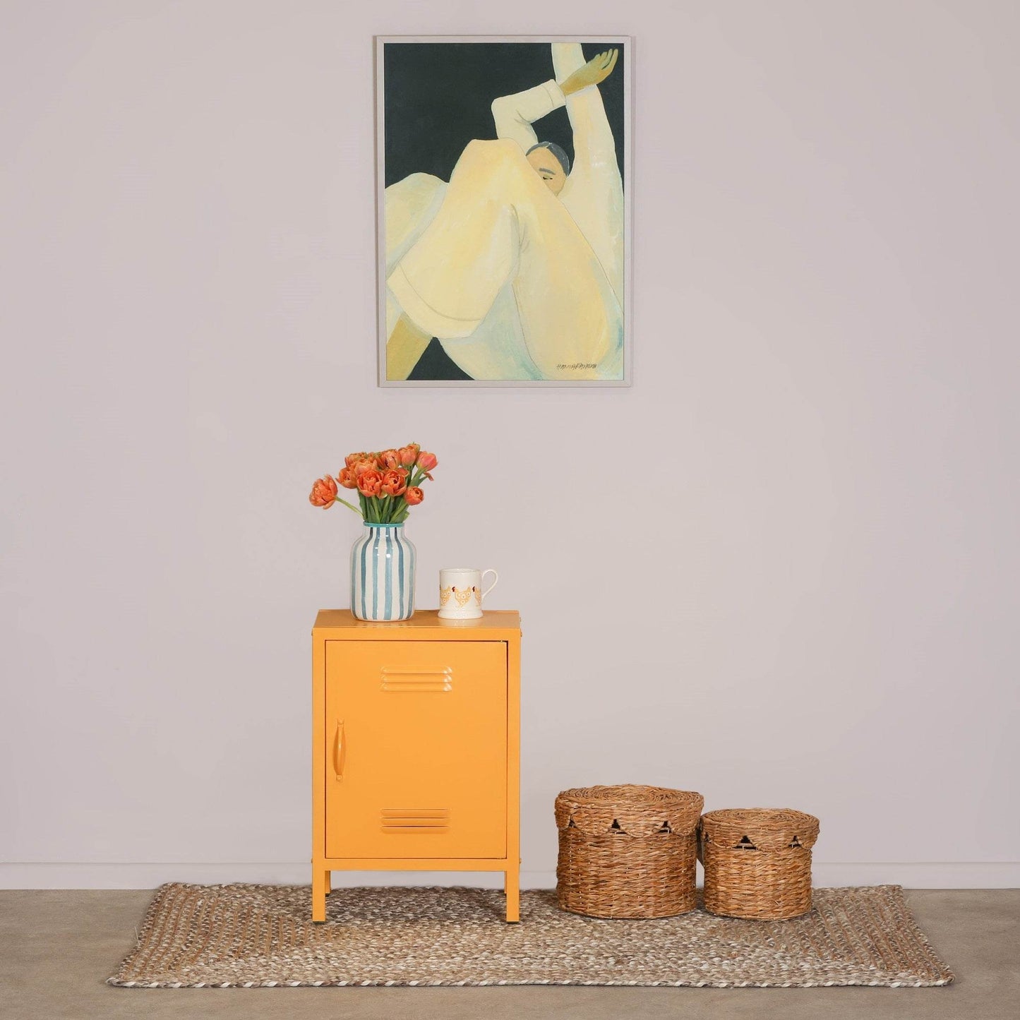 Industrial Metal Locker Storage Bedside Yellow Cupboard - Esmae & Rose