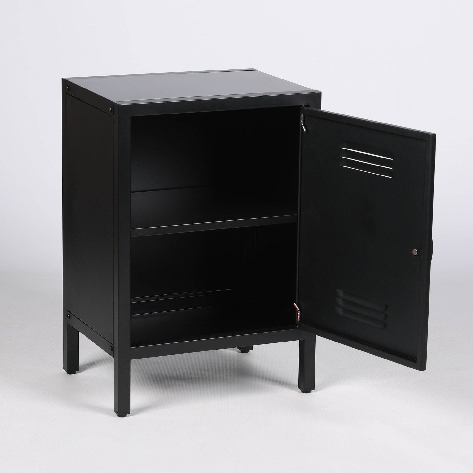 Industrial Metal Locker Storage Bedside Black Cupboard - Esmae & Rose