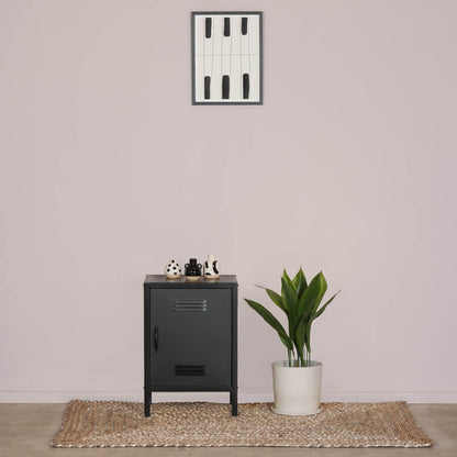 Industrial Metal Locker Storage Bedside Black Cupboard - Esmae & Rose