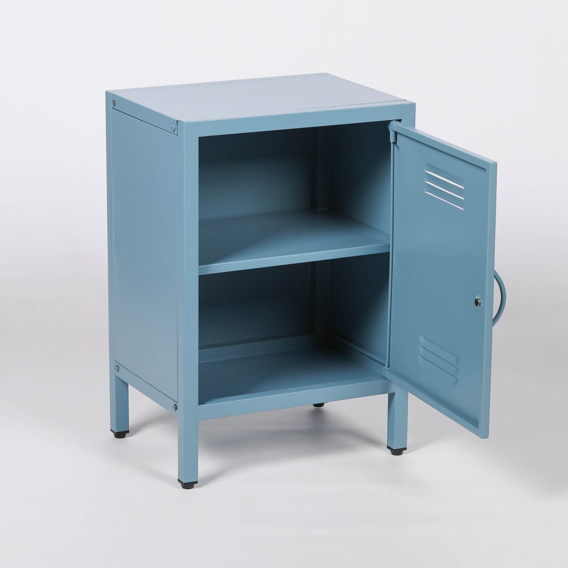 Industrial Metal Locker Storage Bedside Light Blue Cupboard - Esmae & Rose