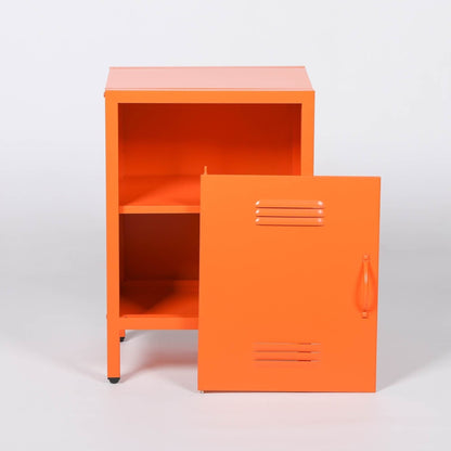 Industrial Metal Locker Storage Bedside Orange Cupboard - Esmae & Rose