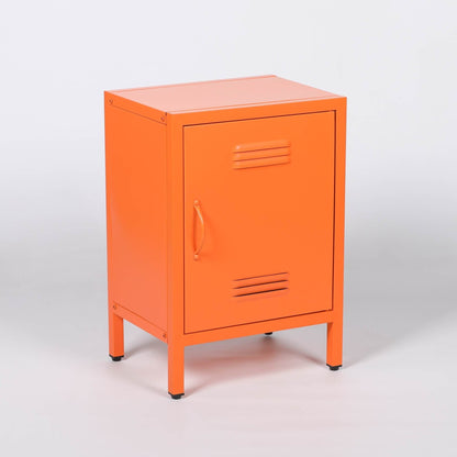 Industrial Metal Locker Storage Bedside Orange Cupboard - Esmae & Rose