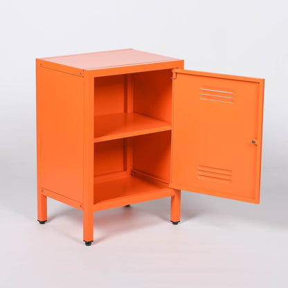 Industrial Metal Locker Storage Bedside Orange Cupboard - Esmae & Rose