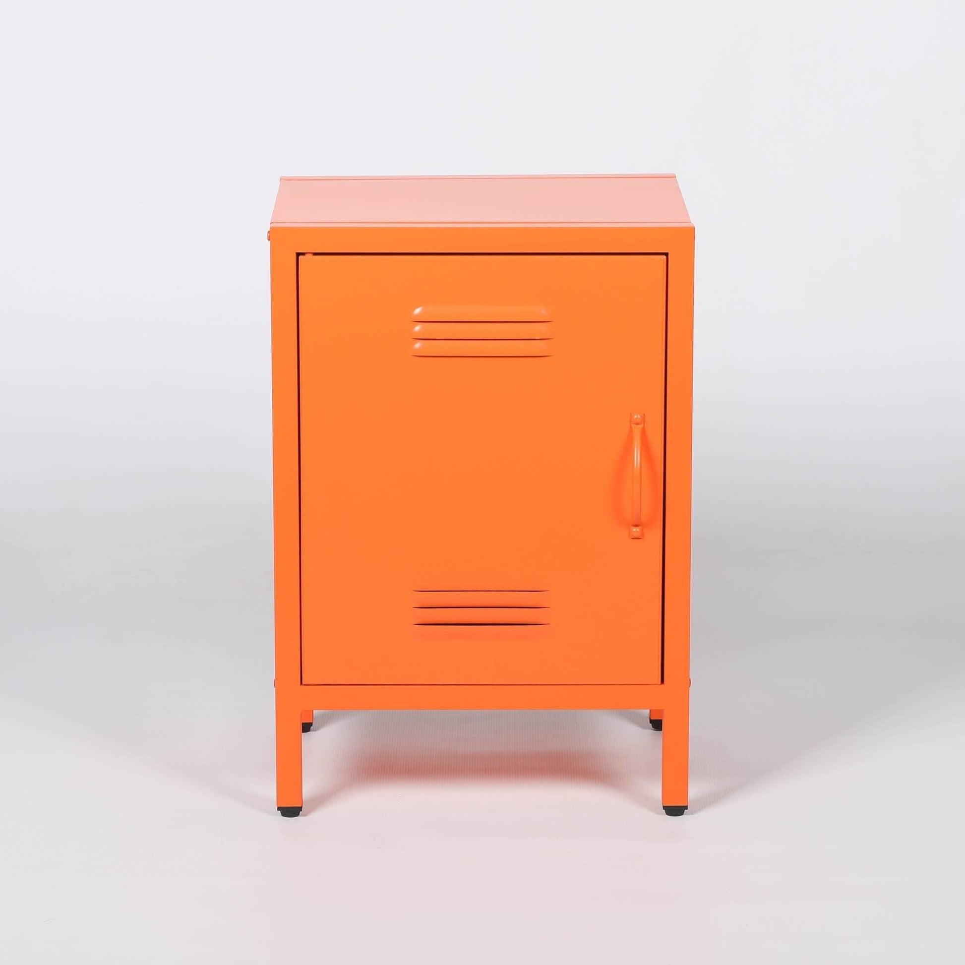 Industrial Metal Locker Storage Bedside Orange Cupboard - Esmae & Rose