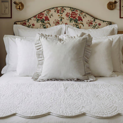 Light Grey Frill 45cm Cushion Cover