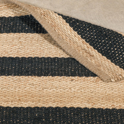 Artisan Rectangular Black Stripe Jute Rug