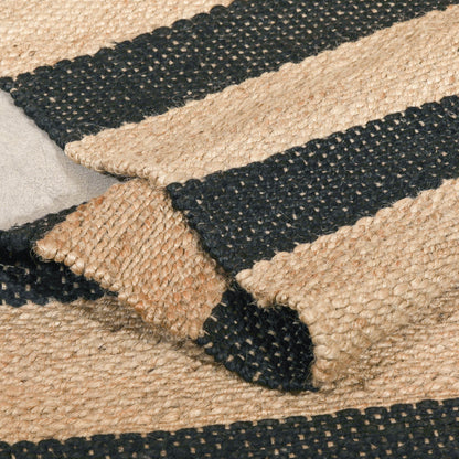 Artisan Rectangular Black Stripe Jute Rug