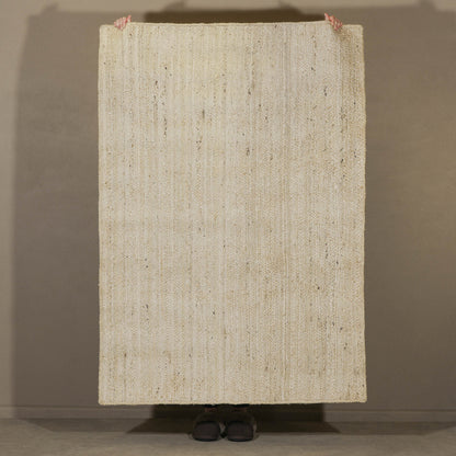 Braided Rectangular Ecru Natural Jute Weaved Durable Braid Rug